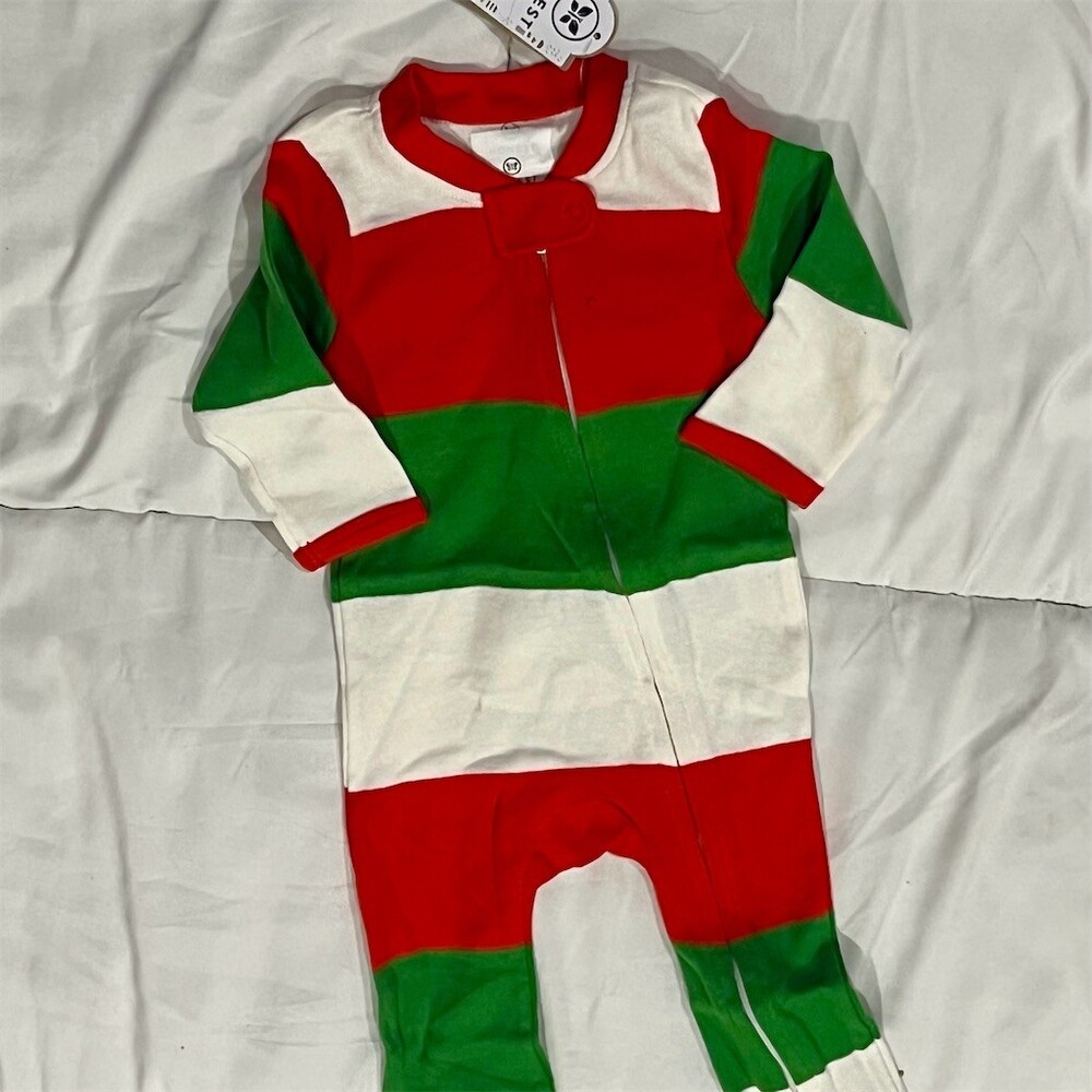 HONEST Baby Baby Holiday Wide Striped Footed Sleeper Pajamas 6-9 Months